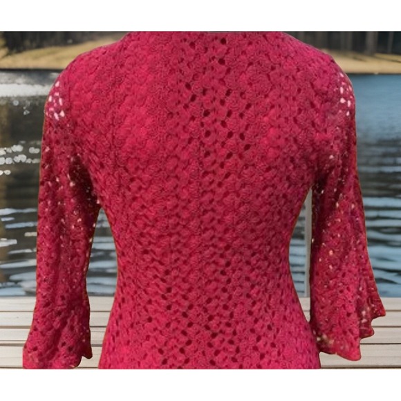 Chic Rabbit Rabbit Rabbit Burgardy Embroidered  Eyelace Dress size 6‎ - Picture 3 of 5